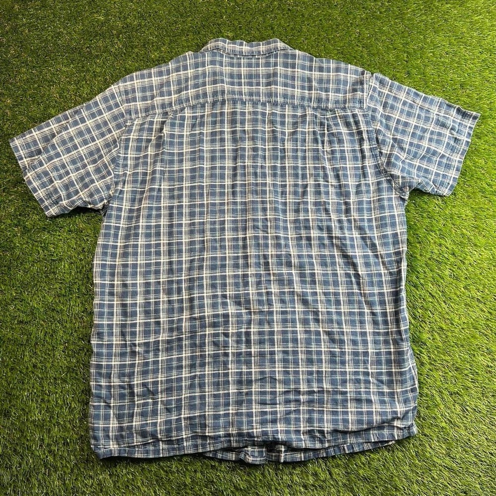 Patagonia Hemp Organic Cotton Plaid Button Up Shirt Blue Outdoor Mens Large - Picture 6 of 6